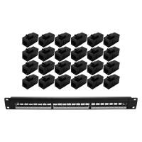 ราคา fastour 19Inch 1U Cabinet Rack Pass Through 24 Port CAT6 Patch Panel RJ45 contact port RJ45 contact port Modular Frame (26000503908)