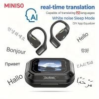 ราคา Original MINISO M98 AI Translator Earbuds with 144 Language Real Time Translation Noise Cancelling Smart Headphones with Touch Control Dynamic Mic App Compatible with for Travel Gaming Work Fitness W 