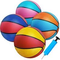 ราคา 4 Pack 7 InchRubber Balls Size 3 with Pump Small Basketball Set for Basketball Pool Games Indoor and Outdoor Party Games Toys (24559291733)