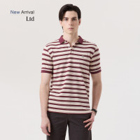 ราคา LTD เสื้อโปโลลายทาง ผู้ชาย สีน้ำตาลแดง New Gen Striped Polo Shirt 03589 (25233618887)