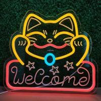 ราคา ป้ายไฟนีออน ป้ายไฟ Maneki neko Welcome ไฟประดับตกแต่ง ป้ายไฟสำรับตกแต่งหน้าร้าน (24394201730)