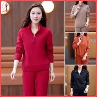 ราคา fulaide 2 Pcs Set Women Sweatshirt Pants Suit Zippered Stand Collar Long Sleeves Sport Sweatshirt Elastic Waist Trousers Fitness Outfit Fall Spring Tracksuit (25008952185)