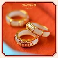 ราคา แหวนทองคําแท้ 99 9 18k Natural Hetian Jade Couple ของขวัญเครื่องประดับหมั้นสําหรับผู้ชายและผู้หญิง (21468643801)