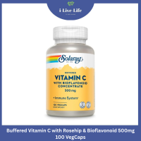ราคา วิตามินซี สูตรบัฟเฟอร์ Buffered Vitamin C with Bioflavonoid Concentrate 500 mg 100 VegCaps Solaray (24568229477)