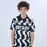 ราคา BODY GLOVE SC Street Soccer Stripe Polo Shirt เสื้อโปโลลายทาง สีขาว ดำ (25510948445)