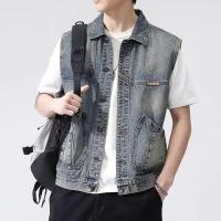 ราคา เสื้อกั๊กยีนส์หลวมๆ สำหรับผู้ชาย ฤดูใบไม้ผลิและฤดูใบไม้ร่วง แบรนด์ดัง แขนกุด แจ็คเก็ตแบบสวมสบาย แจ็คเก็ตแบบสวมสบาย (25625039428)