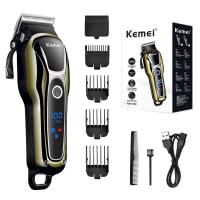 ราคา Kemei Professional Hair Clipper Rechargeable Trimmer Men Electric Cutter Hair Cutting Machine LCD Cordless Beard Trimmer KM 1990 (24400639962)