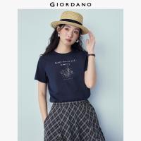 ราคา GIORDANO Women T Shirts Afternoon Tea 100 Cotton Tee Crewneck Short Sleeve Fashionable Casual T Shirts 13396304 (26398577730)