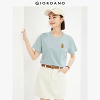 ราคา GIORDANO Women T Shirts Animals Stack Embroidery 100 Cotton Tee Crewneck Short Sleeve Fashionable Casual T Shirts 05396388 (26398606388)