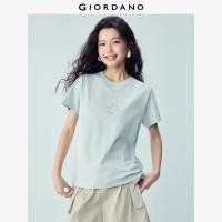 ราคา GIORDANO Women T Shirts Romantic Plants Print 100 Cotton Tee Crewneck Short Sleeve Fashionable Casual T Shirts 05396386 (26398838257)