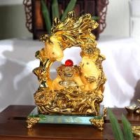 ราคา เสริมมงคลโชคลาภ ปลาหลีฮื้อคู่ เลข8 เรียกโชคลาภ และเงินทองให้เข้ามาตลอด งานเรซิ่นพ่นทรายทอง มี 3 ขนาด (25364585885)