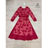 ราคา เดรสลูกไม้ขาวสวยสง่า S L Maxi Dress เดรสสีชมพูเดรสสีแดงแขนกุดผ้าลูกไม้ทอลาย เสื้อคลุมแขนยาว งานป้าย ALICIA (25739085517)