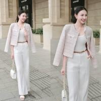 ราคา The gallery ชุดเซ็ตเสื้อคลุมผ้าทวิต กางเกงขายาว เข็มขัด (23890948993)