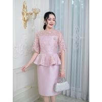 ราคา All Ladies เดรสผ้าไหมลูกไม้เอวระบาย (25329957636)