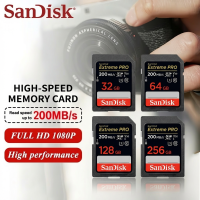 ราคา SANDISK SDcard Extreme PRO 32GB 64GB 128GB 256GB 200MB s UHS I U3 C10 V30 4K memory card กล้อง NO BOX (26016273424)