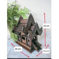 ราคา ศาลาไม้สักเล็ก ศาลเล็ก Spirit House บ้านทรงไทยมีระเบียง ศาลาทรงไทย ศาลเจ้าที่ ศาลตายาย บ้านทรงไทยไม้สักแท้ ทำสีโอ๊ค ขัดเงา (14216003967)