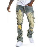 ราคา Hot demand Men Ripped Stacked Jeans Distressed Fit Skinny Straight Leg Jeans Fashion Hop Denim Pants Casual Streetwear (26264955975)