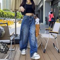 ราคา AIYITI กางเกงยีนส์ทรงหลวมตรงขาบานสีฟ้าสไตล์วินเทจ (26335743466)