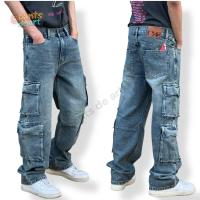 ราคา PANTSDEART กางเกงยีนส์คาร์โก้ทรงขากระบอก 8 กระเป๋า ฟอกสไตล์สตรีท มีไซส์ 26 36 (25042640421)