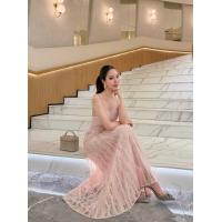 ราคา เดรสผ้าลูกไม้ทรงยาว สายเดี่ยวหวานหรู LD279 ลายลูกไม้ละเอียดทั้งตัว ไปงานแต่ง งานหมั้น ดินเนอร์ (25580717519)