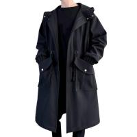 ราคา Hebjera Waterproof Long Black Raincoat Men Rain Coat Hooded Trench Jacket Outdoor Hiking Tour Rainwear Adults (26017068704)