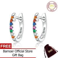 ราคา BAMOER ต่างหูห่วงกลมเงินแท้925สำหรับผู้หญิงต่างหูหลากสีเงินสเตอร์ลิงเครื่องประดับของขวัญ SCE721 (832896454)