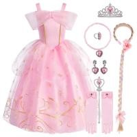 ราคา ชุดเดรสเด็กผู้หญิงแขนกุดสีชมพู ลายดอกไม้ ชุดเจ้าหญิงสำหรับงานคาร์นิวัล คริสต์มาส ชุดคอสเพลย์ออโรร่า (25824529876)