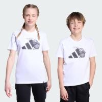 ราคา adidas ไลฟ์สไตล์ เสื้อยืดพิมพ์ลายสไตล์สปอร์ตสำหรับเด็ก เด็ก สีขาว JV5251 (24437154852)