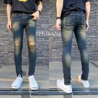 ราคา TPPJEANS DN Skinny X Rock Mens Denim กางเกงยีนส์สกินนี่ชายสีบลูฟอกสนิมสีบลูฟอกสนิมขาดเข่าเซอร์ ยีนส์ยืด ทรงสวย เป้ากระดุม เอว26 36 รับชำระปลายทาง (12494589781)
