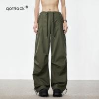 ราคา QOTRIOCK กางเกงทำงานสีเขียวทหารแบบวินเทจ (26069301949)