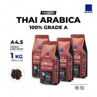 ราคา Bluekoff A4 5 Medium Dark Roast คั่วกลางค่อนเข้ม ถุงสีแดง เมล็ดกาแฟไทย อราบิก้า 100 Premium เกรด A จำนวน 1 กิโลกรัม 250 กรัม x 4 ถุง (22948363527)