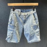 ราคา New summer denim shorts mens loose fitting work clothes versatile fashion brand casual half pants elastic washed 5 inch pants (20555142949)
