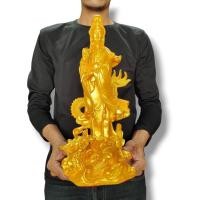 ราคา เจ้าแม่กวนอิม พระโพธิสัตว์ยืนประทับบนมังกร สีน้ำทองพรีเมี่ยม กว้าง 6 นิ้วสูง 14 นิ้วงานเรซิ่นทำพิธีวัดเล่งเน่ยยี่ (19705510914)
