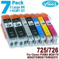 ราคา 7 Pack PGI 725 2pcs CLI 726 BK C M Y GY Ink Cartridge 725 726 PGI725XL CLI726XL PGI 725 CLI 726 XL 725XL 726XL Black Cyan Magenta Yellow Grey Gray Print Inkjet Combo Set for Canon PIXMA MG6170 MG6270 