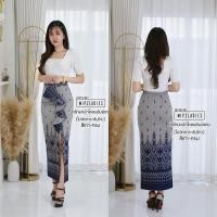 ราคา กระโปรงผ้าไทยทรงสอบแต่งระบาย Mipzladies กระโปรงผ้าฝ้ายพิมพ์ลายซิปข้าง (26057477474)