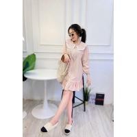 ราคา สล เดรสคอบัว สลับสี แขนยาว สวยมากค่ะ ดีเทลระบายชายกระโปรง (14716636837)