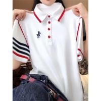 ราคา XUNZHU เสื้อยืดคอปกสีบล็อกลายขวาง (25847263270)