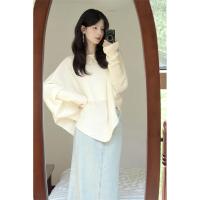 ราคา เสื้อไหมพรมแขนยาวสีดำ คอตกแต่งแบบไม่สมมาตร ทรงปีกค้างคาว (126329261196)