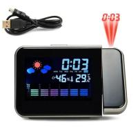 ราคา พร้อมส่ง นาฬิกาปลุกดิจิตอล Wall Projection สภาพอากาศหน้าจอ LCD Snooze นาฬิกาปลุก Dual เลเซอร์หมุนได้นาฬิกาสีโต๊ะนาฬิกา (16207994397)