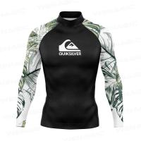 ราคา Quiksilver ผู้ชายชุดว่ายน้ําว่ายน้ําเสื้อยืดชายหาด UV Protection ชุดว่ายน้ํา Rash Guard แขนยาวท่องดําน้ําชุดว่ายน้ํา Surf เสื้อยืด Rashguard (23513303676)