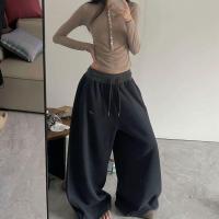 ราคา American style elastic thread waist casual sweatpants loose ankle drawstring floor pants heavyweight sports sweatpants (24175845040)
