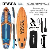 ราคา แพดเดิลบอร์ด เป่าลม กระดาน 11ฟุต Inflatable SUP Board 11ft D3SEA Blue Green Wide Model for 2people up to 227 kg 4 Layer Full Set Paddle 3 Fins Pump Backpack Leash for Sea Lake Fishing Touring Stand Up