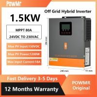 ราคา PowMr MPPT 1 5KW อินเวอร์เตอร์พลังงานแสงอาทิตย์ไฮบริด พร้อมตัวควบคุมการชาร์จพลังงานแสงอาทิตย์ MPPT 80A ในตัว อินพุต PV ขั้นต่ำ 30Voc 50 60Hz อินเวอร์เตอร์คลื่นไซน์บริสุทธิ์อัตโนมัติ 24V อินเวอร์เตอร์พ
