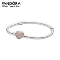 ราคา Pandora Snake chain silver bracelet with PANDORA Rose heart clasp and clear cubic zirconia เครื่องประดับ สร้อยข้อมือ สร้อยข้อมือใส่ชาร์ม สร้อยข้อมือแพนดอร่า แพนดอร่า (18053941866)