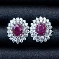ราคา ต่างหูพลอยทับทิมพม่า Natural Ruby ตัวเรือนเงินแท้92 5 ชุบทองคำขาว ล้อมด้วยเพชรCZ สินค้ามีใบรับประกัน (15977689400)