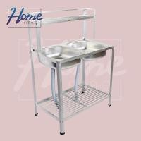 ราคา HOMENINE ซิ้งค์ล้างจาน อ่างล้างจานอลูมิเนียม 2หลุม 2ชั้น มีบน (202577154)