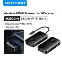 ราคา Vention Wireless Type C to HDMI Transmitter and Receiver 5 8GHz WiFi Band 4K 30Hz Output for Laptop Tablet Android Phone iPhone 16 15 Monitor Projector Plug and Play Wireless USB C to HDMI Transmissio