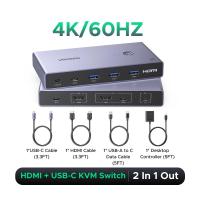 ราคา UGREEN USB C KVM HDMI 2 0 Switcher 2 in 1 out Box 4K60Hz USB 3 0 5Gbps Ultra HD HDMI for Monitor Sharing Model 25960 (24537649978)