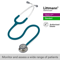 ราคา Littmann Classic III Stethoscope 27 inch 5623 Caribbean Blue Tube Standard Finish Chestpiece Stainless Stem Eartubes (413600696)