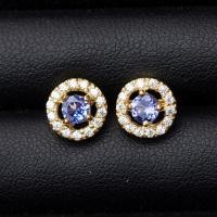 ราคา ต่างหูแทนซาไนท์ Tanzanite Silver Ring ล้อมด้วยเพชรCZ เกรดสวยพิเศษจากรัสเซีย ตัวเรือนเงินแท้ 92 5 ชุบทองคำขาว พลอยแท้จากประเทศแทนซาเนีย (17442209499)